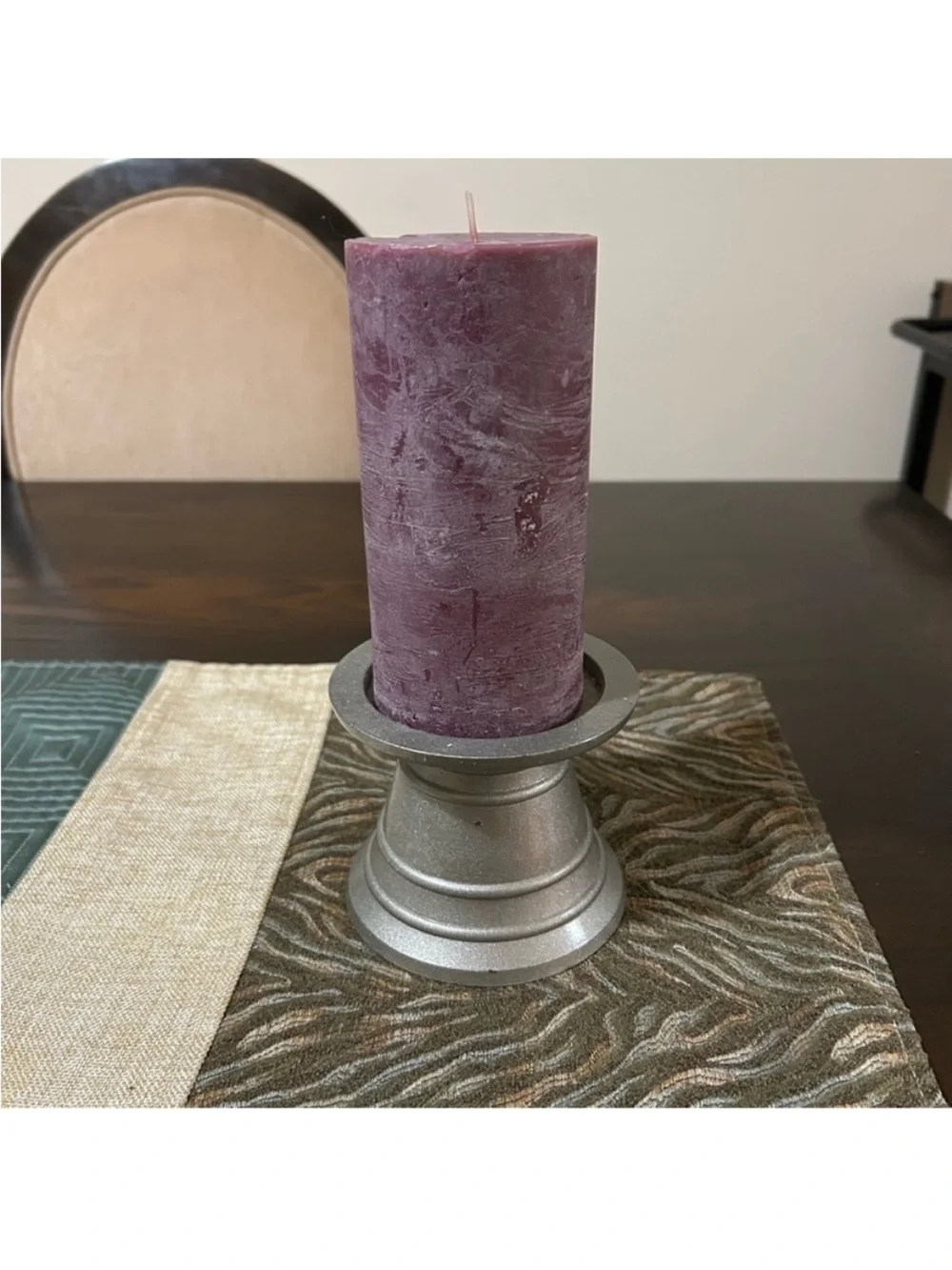 Pottery Barn Vintage 90’s Lavender Candle on Silver metal Holder home decor